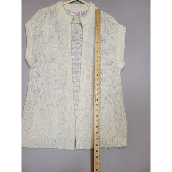 Vintage Collections Plus Womens Open Cardigan Size Large Ivory Pockets - Picture 6 of 9
